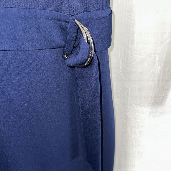 Ted Baker 5/14 Ellhad Navy Mock Neck Knit Combo Long Sl D-Belted Back Zip Dress - Picture 9 of 16